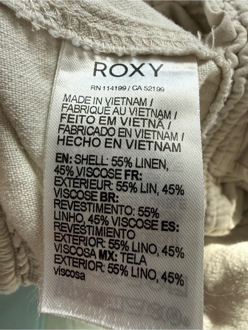 Roxy Oceanside linen-blend pants in cream size large - Picture 5 of 7